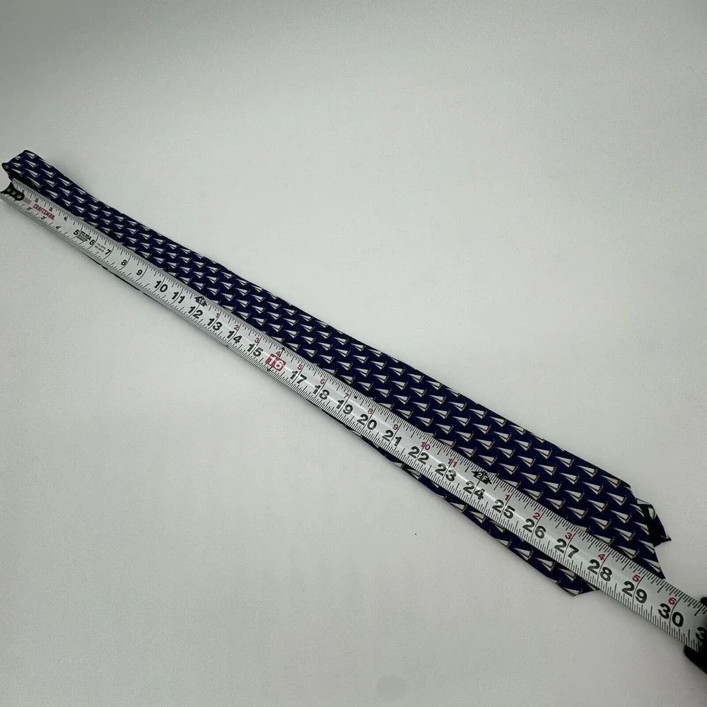SERO Neck‎ Tie New England Preppy Sail Boat Nautical Handmade Silk Blue